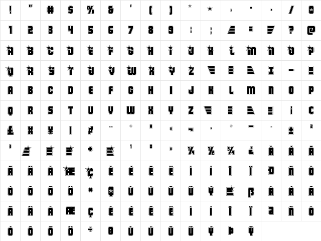 Army Rangers Academy Regular font glyphpreview