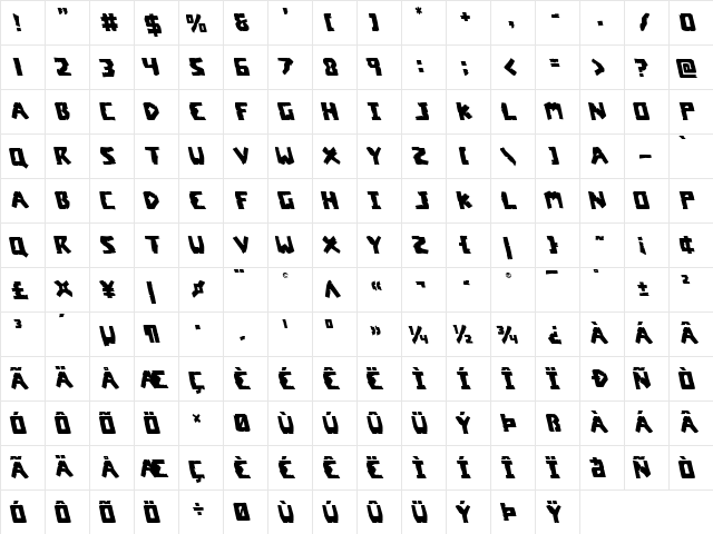 Coffin Stone Leftalic Italic font glyphpreview