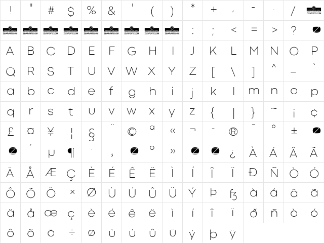 Codec Cold Trial ExtraLight font glyph preview Codec Cold Trial ExtraLight font glyphpreview