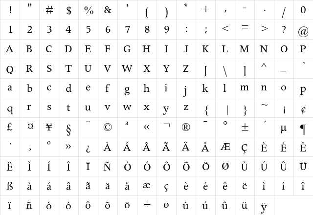 Apollo Regular font glyphpreview
