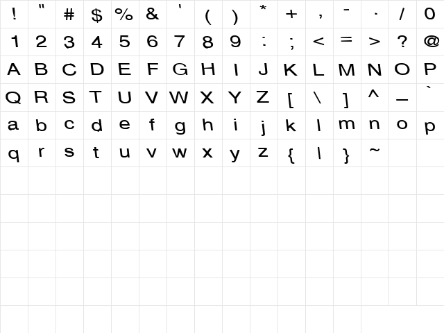 Communication 5 Regular font glyphpreview