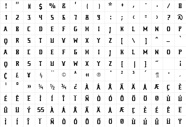 ConcavexCaps Regular font glyph preview ConcavexCaps Regular font glyphpreview