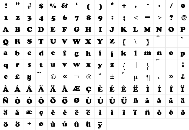 CocosDB Normal font glyph preview CocosDB Normal font glyphpreview