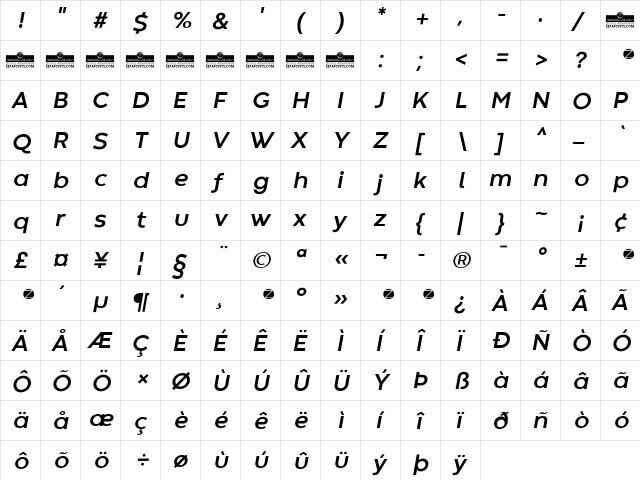 Codec Warm Trial Bold Italic font glyph preview Codec Warm Trial Bold Italic font glyphpreview