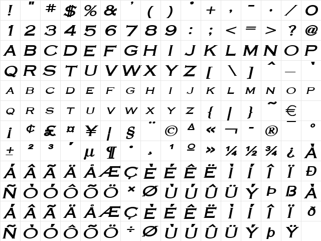 CobaltWide BoldItalic font glyphpreview