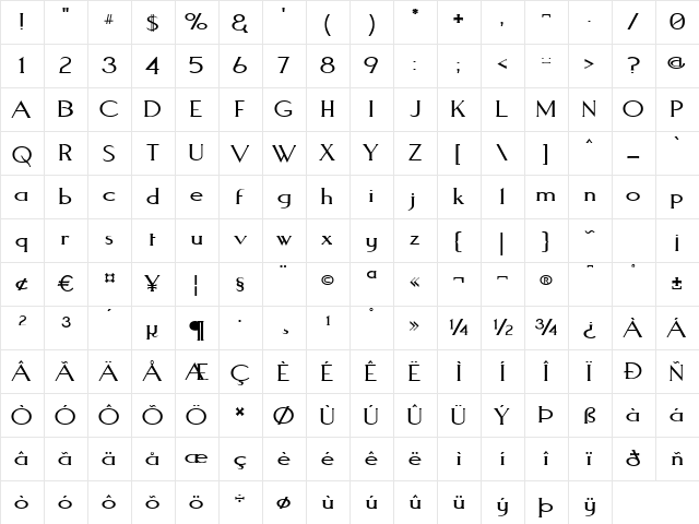 Aquaduct (full set) Plain font glyphpreview