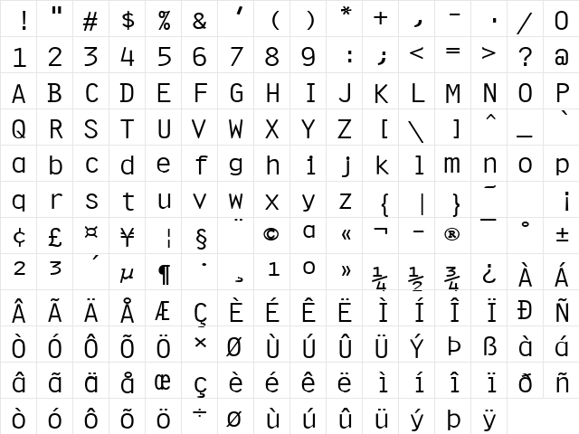 Clean-Extended Normal font glyphpreview