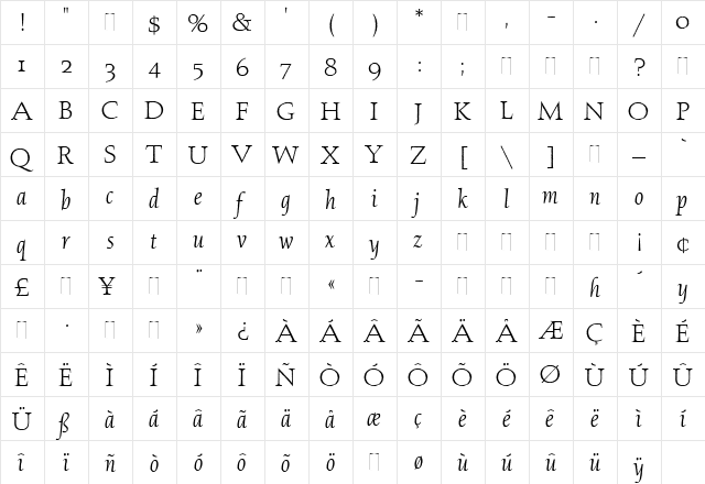 Aquinas Regular font glyphpreview