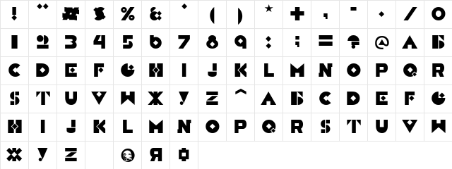 Constructivist Regular font glyph preview Constructivist Regular font glyphpreview