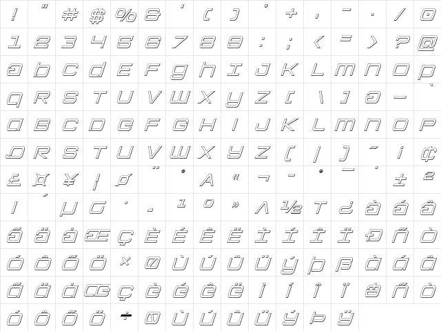 Colony Marines Outline Italic Outline Italic font glyphpreview