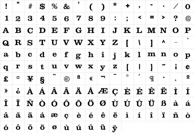 Clarxndon DemiBold font glyphpreview