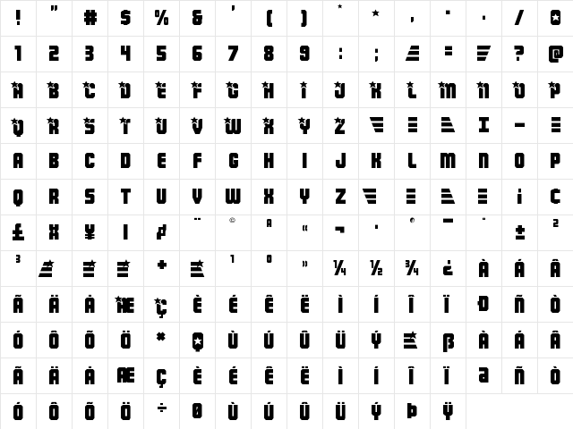 Army Rangers Regular font glyphpreview