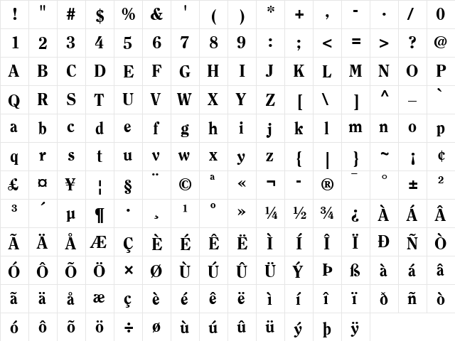 Clearface LT Regular Bold font glyphpreview