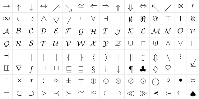 cmsy9 Regular font glyph preview cmsy9 Regular font glyphpreview