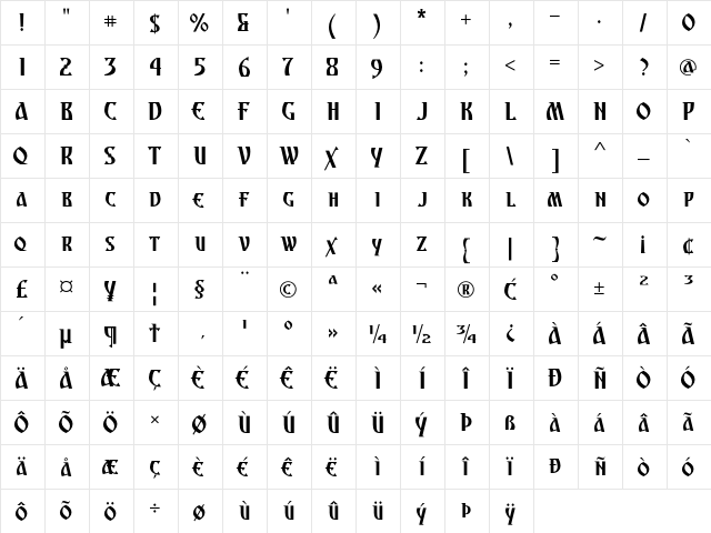 Archangel Body font glyphpreview