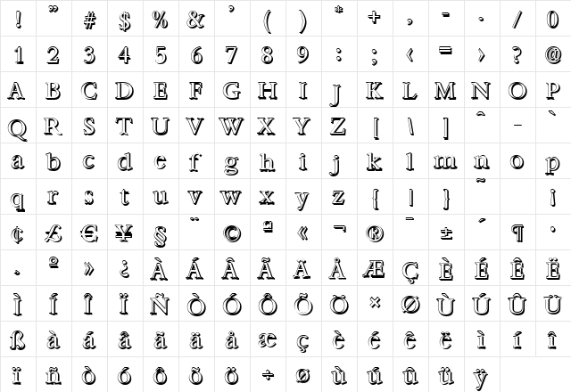 AndrewBeckerShadow Regular font glyphpreview