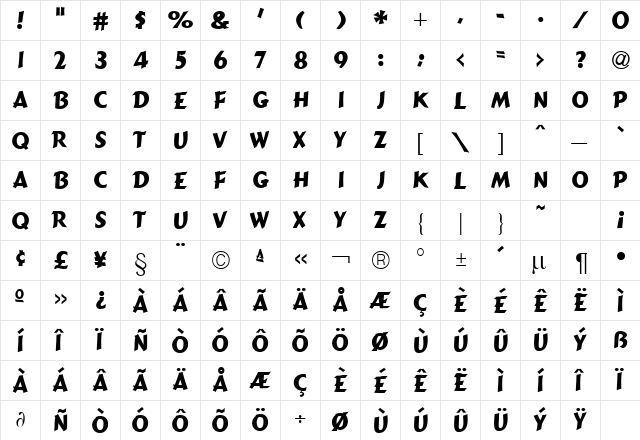 ComicTypeHeavy Regular font glyphpreview