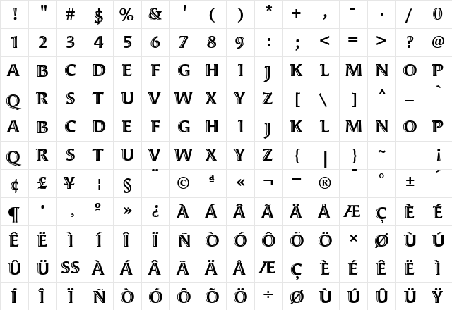 Angie BlackOpen Regular font glyphpreview