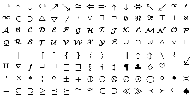 cmbsy9 Regular font glyph preview cmbsy9 Regular font glyphpreview