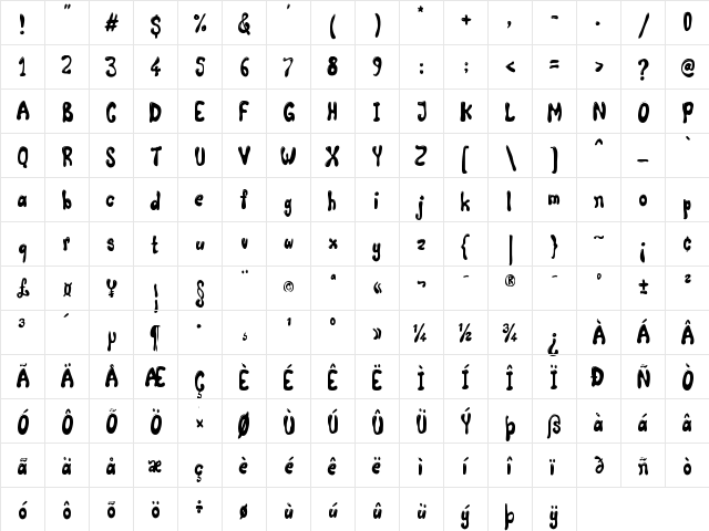 Comic Land Highlight Regular font glyphpreview