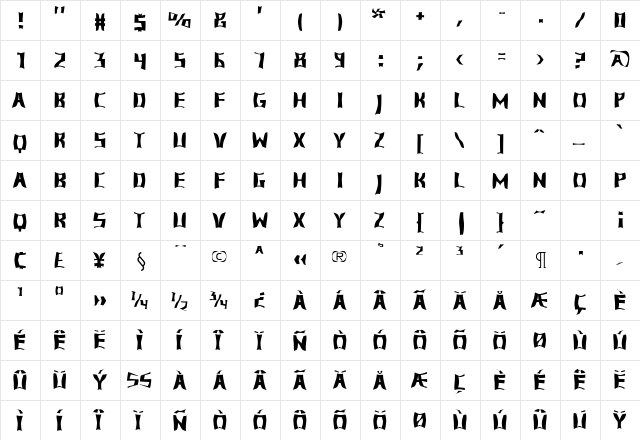 ConcavWarp Regular font glyphpreview