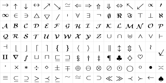 cmbsy10 Regular font glyphpreview