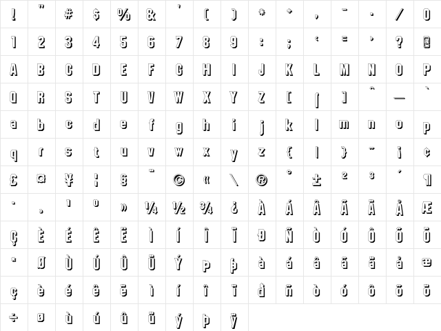 College TM Shadow font glyphpreview