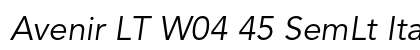 Avenir LT W04 45 SemLt Italic preview