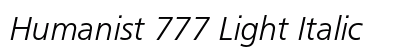 Humanist 777 Light Italic Preview