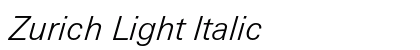 Zurich Light Italic Preview