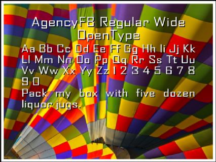 AgencyFB Regular Wide OpenType Font Preview