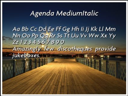 Agenda MediumItalic Font Preview