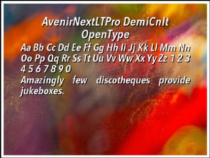 AvenirNextLTPro DemiCnIt OpenType Font Preview