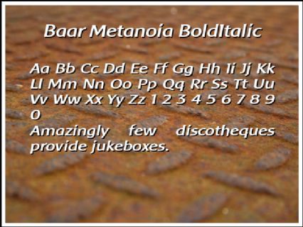 Baar Metanoia BoldItalic Font Preview