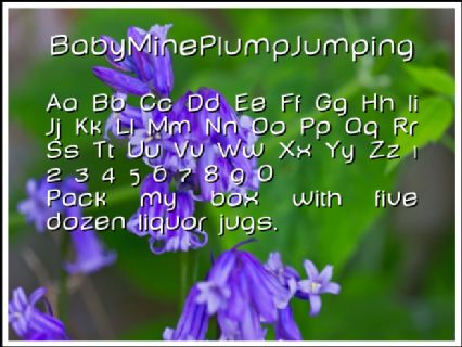 BabyMinePlumpJumping Font Preview