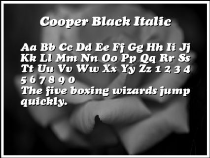 Cooper Black Italic Font Preview