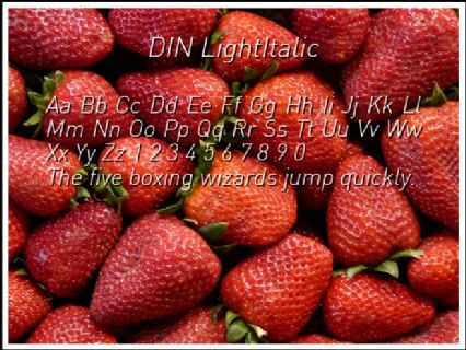 DIN LightItalic Font Preview