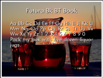 Futura Bk BT Book Font Preview
