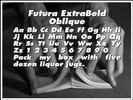 Futura ExtraBold Oblique Font Preview