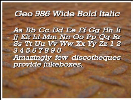 Geo 986 Wide Bold Italic Font Preview