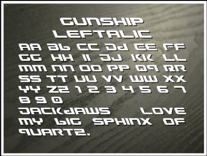 Gunship Leftalic Font Preview