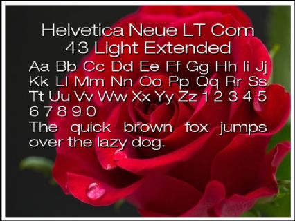 Helvetica Neue LT Com 43 Light Extended Font Preview