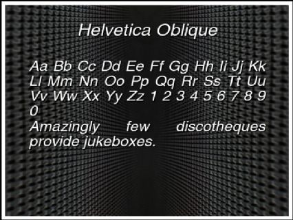 Helvetica Oblique Font Preview