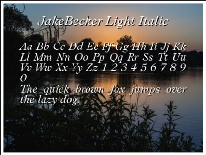 JakeBecker Light Italic Font Preview