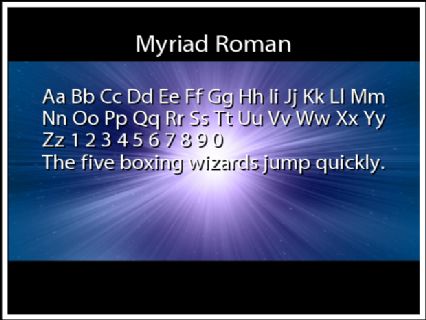Myriad Roman Font Preview