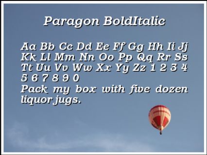 Paragon BoldItalic Font Preview