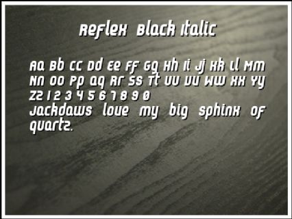 Reflex  Black Italic Font Preview