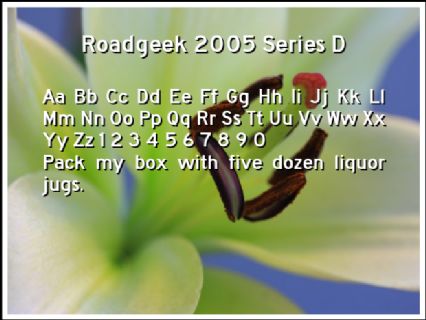 Roadgeek 2005 Series D Font Preview