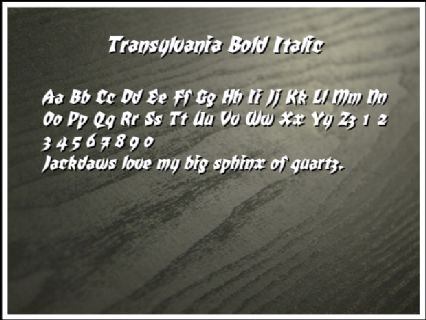 Transylvania Bold Italic Font Preview