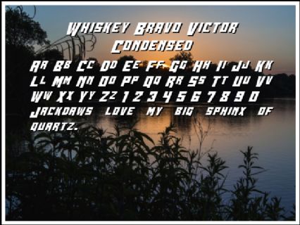 Whiskey Bravo Victor Condensed Font Preview